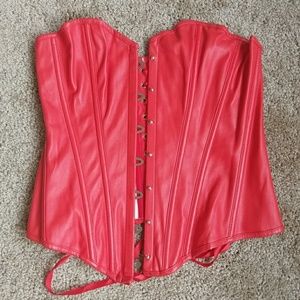 Red pleather corset